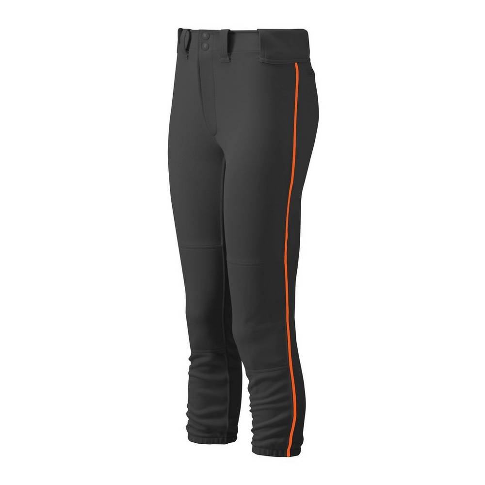 Mizuno Women's Belted Piped Softball Pants Black/Orange (350314-QRJ)